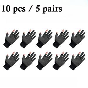 TEMU 10개입 낚시장갑, 니트 투핑거 장갑, 사이클링 장갑, 미끄럼방지 점이 있는 장갑, 사계절 야외용, 낚시, 사이클링, 하이킹 - 세탁기 및 손세탁 가능, 유연한 디자인, 발렌타인데이 선물 또는 생일선물로 완벽, 블랙/그레이 옵션 제공