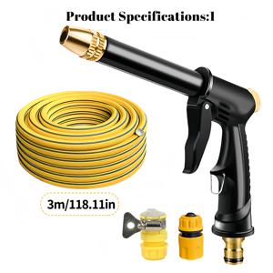 TEMU 1/4개 - 다기능 고압 워터 건 세트 | 호스 포함 - 플러그 앤 플레이 고압 워터 건 - 4가지 물 흐름 모드 자유롭게 변경 가능 - 마당, 창문, 세차, 애완동물 목욕 등 청소용