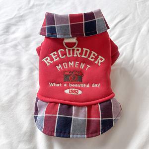 TEMU 귀여운 고양이와 강아지 옷, 영문 레터링 버클과 탈부착 가능한 목줄이 있는 레드 2-in-1 룩, 가을/겨울용 보온성 강화 두꺼운 아우터웨어