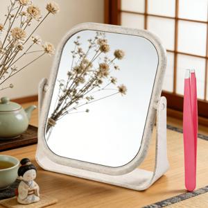TEMU 1X/7X 확대 거울 세트, 트위저 포함 메이크업 거울, 양면 라운드 화장대 거울, 360° 회전 휴대용 드레싱 테이블 책상 욕실 침실 여행용, 투명