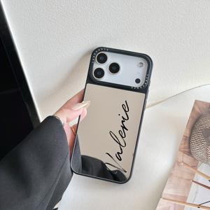 TEMU 폰케이스: 맞춤형 레터링 커스텀 이름 PC 방탄 폰케이스 아이폰 17 16 15 14 13 12 11 프로 맥스 메이크업 미러 표면 고급스러운 충격방지 DIY 친구 친구 선물 16 15 14 플러스 17 에어