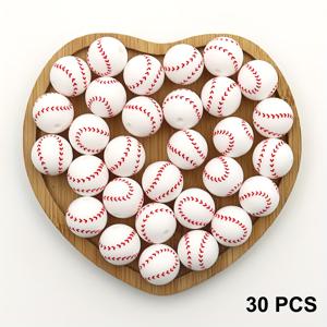 TEMU 10/20/30개 스포츠 실리콘 비즈, 15mm 실리콘 포컬 비즈 키체인 제작 야구 고무 실리콘 비즈 목걸이 팔찌 키 가방 체인