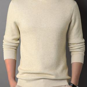 TEMU 새로운 가을/겨울 단색 슬림핏 남성용 터틀넥 스웨터, 레이어드룩