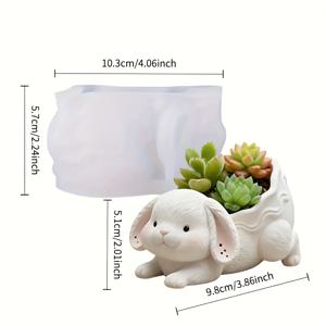 TEMU 귀여운 긴귀토끼 화분 실리콘 몰드, 사랑스러운 누워있는 포즈 디자인, 쉬운 탈형 및 재사용 가능한 캔들 몰드. 석고/시멘트 화분 및 수지 장식 제작에 완벽; 데스크탑 다육이 심기, 홈 데코, DIY 공예 애호가에게 이상적. 어린이날과 같은 휴일에 친구, 베프, 사랑하는 사람들에게 수제 선물로 좋습니다!
