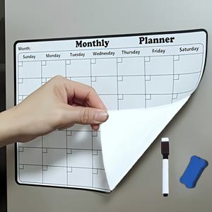 TEMU 3개 화이트보드 월간 플래너 캘린더 지울 수 있는 보드 - 월간 벽 차트 스티커, 화이트보드 마커 포함 | 분리형 드라이 지우개 캘린더, 가정 및 사무실에서 가족 식사 계획 또는 할 일 목록에 적합