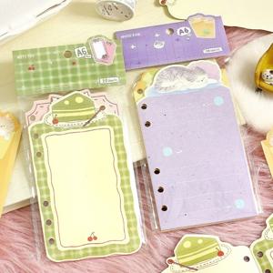 TEMU 귀여운 소녀 스타일 동물 양면 불규칙 M5, A6 루스리프 노트패드 디자인 (고양이, 케이크, 리본 포함) 40매/2개입, 플래너 삽입에 적합한 'The Happy Flip' 시리즈