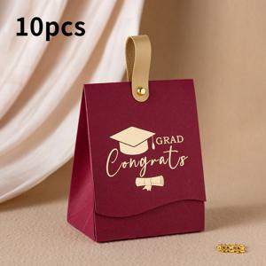 TEMU 그녀/그를 위한 선물 10개입 졸업 시즌 선물 가방, 신학기 시즌 선물 가방, 튼튼한 손잡이 & 졸업 모자 패턴 & 졸업 축하 문구 포함, 졸업 파티, 신학기 시즌 파티 선물 가방, 사탕 상자, 혼합 색상