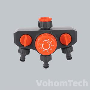 TEMU 배터리 없이 작동하는 기계식 관개 타이머, 2시간 물주기 시간 조절 가능, 1입 3출 이탈기 기능, 2가지 사이즈의 영국 나사산 수도꼭지와 호환