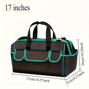 TEMU 헤비듀티 전문가용 툴백 - 멀티포켓 조직화, 조절 가능한 어깨끈 & 인체공학적 핸들, 튼튼한 지퍼 클로저 - 목수, 배관공, 전기공사에 적합한 내구성 있는 원단 (블랙/형광 그린)