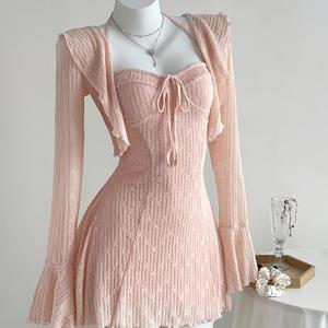 TEMU 미국 빈티지 Y2K 섹시 레이스 패치워크 스퀘어넥 튜브탑 롱슬리브 바디콘 힙길이 미니 드레스, 밀레니얼 허리 슬림 섹시 니치 드레스, 아웃팅, 뮤직 페스티벌, 발렌타인데이에 완벽한 아이템