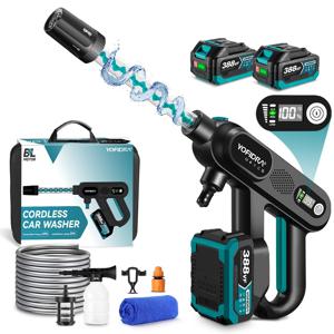 TEMU YOFIDRA 브러시리스 무선 고압세척기 세트, 21V 충전식 대용량 배터리, 마키타 시리즈 호환, 고압세차 물총, 고수압 무선 휴대용 세차기, 세련된 디자인의 휴대형 워터건, 강력 분사 고압 청소기, 자동차 세차·바닥 청소·정원 청소·캠핑용 초강력 물분사기, 가벼운 휴대형 고압 워셔 세트