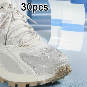 TEMU 2026년 최신 30개입 전문가용 신발 팁 보호 필름 - 스니커즈, 힐, 메쉬 신발용 자가 접착 방수 필름. 신발 보호를 위한 최첨단 보이지 않는 얼룩 방지 스티커. 습기와泥에 노출된 곳에서 건조성을 유지하는 내구성 있는 밀폐형 가드