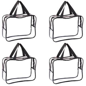 TEMU 4개입 두꺼운 투명 대용량 플라스틱 보관 가방, 튼튼한 지퍼 풀 장착, 여행용품, 의류, 빌딩 블록 및 다양한 가정용품 정리 및 보관에 적합합니다. 가정과 아파트에 필수적인 선반 바구니입니다
