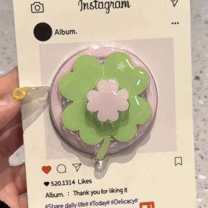 TEMU 스타일의 핑크색과 그린색 자석식 폰 거치대, 폰 케이스는 포함되지 않습니다