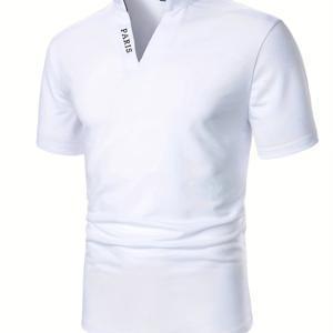 TEMU 남성 패션 캐주얼 V넥 반팔 셔츠