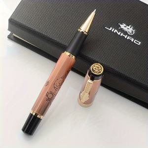 TEMU 클릭식 캡이 달린 인체공학적 황동 롤러볼 펜, 중간 굵기, 0.7mm 검정 잉크, 드래곤 시리즈, 사무실 및 학교 선물, 선물 상자 없음 - 1 팩