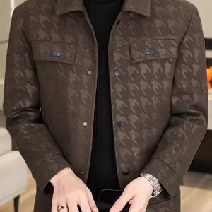 TEMU 라펠과 다수의 포켓이 있는 하운드투스 비즈니스 남성 재킷