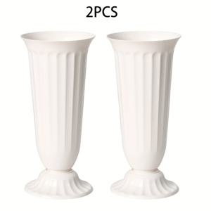 TEMU 2개, 유럽 프랑스 플라워 샵, 테이블 장식 및 특별한 날 장식용품, 플라스틱 화분 테이블탑 꽃병 장식, 플라스틱 튜브 꽃통 꽃 배열 합성 보석통, 심플하고 가벼운, 완벽한 조합