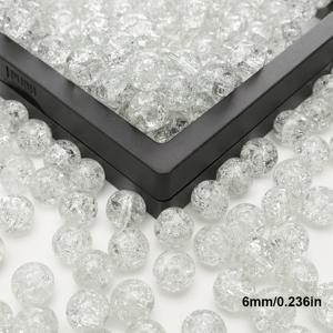 TEMU 100개 화이트 크랙드 글라스 비즈 - 4/6/8/10mm 다양한 사이즈 스페이서 비즈, DIY 주얼리 만들기용, 반짝이는 공예 재료, 팔찌, 목걸이, 귀걸이용 - 독특한 선물 아이디어