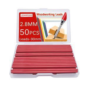 TEMU 2.8mm 대용량 교체용 심 50개, 삼색 2B 목공용 자동연필 액세서리, 깊은 구멍 표시, 건축 도면 펜 교체용 심