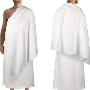 TEMU 2pcs 남성용 단색 무슬림 하즈 수건, 아랍 전통 의상