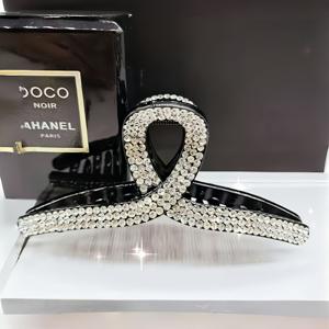 TEMU 우아한 대형 스톤 헤어 클로 | 반짝이는 장식 플라스틱 헤어 액세서리 | 두꺼운 머리카락에 안전 고정 | 리본 디자인의 세련된 업스타일 그립 | 공식 행사 및 일상용으로 이상적인 헤어 액세서리 | 내구성 있는 플라스틱 소재