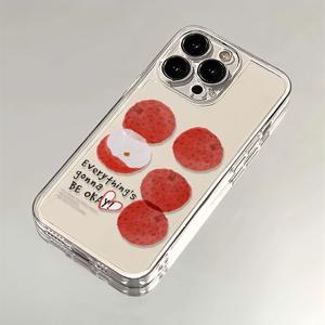 TEMU 폰 케이스: 투명 TPU 풀바디 방탄 폰 케이스, 리치 과일 패턴, 종합 보호와 스타일리시한 선택, 선물용으로 이상적