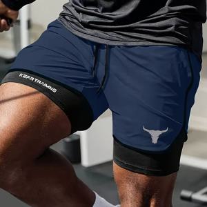 TEMU 남성용 해변 퀵 드라이 통기성 트레이닝 스타일리시 황소 머리 프린트 피트니스 런닝 스포츠 반바지