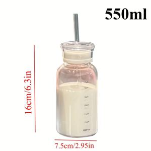 TEMU 시간 표시 커버가 있는 대용량 유리 물병, 투명한 우유 주스 간단 커플 컵 생일 선물