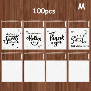 TEMU 영감을 주는 메시지가 있는 투명 자체 밀봉 봉투 100팩 - 즐거운 얼굴, , 안녕하세요, 최고의 소원 등 - 문구류 및 선물용 다용도 작은 포장