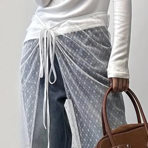 TEMU 원피스 오버레이 앞치마 스커트 커튼 스커트 커버 스위트 레이스 힙 커버 튤 하프 스커트