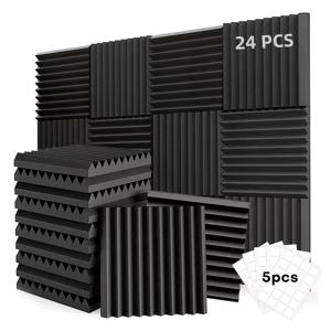 TEMU 고밀도 폼 음향 패널 24개 세트, 무료 양면 테이프 포함, 12x12x1인치 음향 벽 패널, 소음 감소 및 빠른 회복, 홈 오피스, 스튜디오, 회의실, 음악실, 극장에 적합