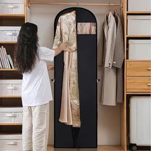 TEMU 1개/2개 손잡이 있는 긴 웨딩드레스 의류 가방, 접이식 여행 및 옷장 보관용 정장 커버, 투명 창/블랙