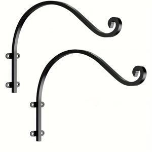 TEMU 2개 세트 헤비듀티 식물 걸이 브라켓, 실내/실외용 화분 걸이, 금속 벽걸이 식물 걸이, 블랙 꽃걸이/풍경/새장용