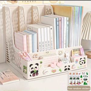 TEMU 다양한 칸막이가 있는 데스크탑 파일 정리함. 랜덤 스타일 스티커가 함께 제공되어 장식에 사용할 수 있습니다. PP 재질로 제작되었으며, 분리 가능하며 공간 절약형 사무용품 보관 상자 및 파일 정리함으로 사용할 수 있습니다.