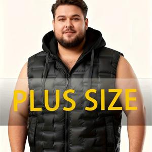 TEMU 남성용 가을/겨울용 두꺼운 조끼, 따뜻한 겔릿, 플러스 사이즈
