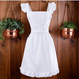 TEMU 블랙핑크 화이트 롱 귀여운 프릴 앞치마 - 요리, 레스토랑, 가족 모임, 할로윈, 크리스마스, 휴일 파티, 코스프레용