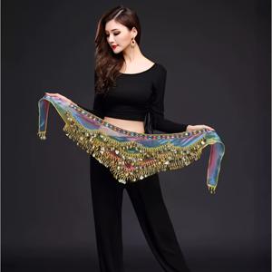 TEMU 여성용 수제 벨리댄스 힙 스카프 & 스커트, 골든 코인 블링 랩 벨트 - 중동 의상, 아랍 루틴, 무대 공연용 인어 댄스 스커트 - 댄스 루틴용 액세서리