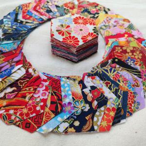 TEMU 100개 일본식 핫 스탬핑 골드 젤리 롤 육각형 프리컷 평면 패브릭 천 묶음 DIY 핸드메이드 퀼팅 패치워크용 발렌타인데이, 새해 선물용 4cm