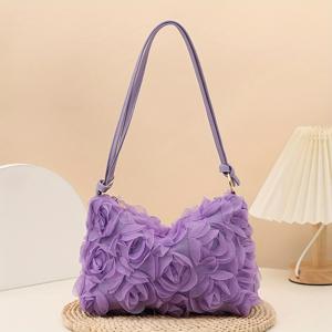 TEMU 우아한 장미 여성 이브닝백, 포멀 레이디스 파티 클러치, 달콤하고 우아한 숄더백, 솔리드 컬러 큐브, 웨딩 퍼스