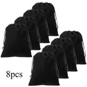 TEMU JRETYKS 8개 대형 블랙 벨벳 드로스트링 백 - 우아한 주얼리, 화장품 및 파티 선물용 가방, 여행, 웨딩, 크리스마스에 적합, 내구성 있는 패브릭 보관용 액세서리, 소품, 메이크업 정리 가방