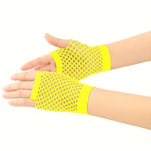 TEMU 1쌍 '숏 메쉬 반장갑 - 신축성 있는 피쉬넷 핑거리스 장갑, 스트리트웨어 - 펑크, 스위트 & 쿨 스타일, 다양한 컬러 옵션'