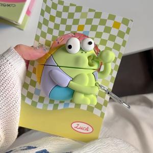 TEMU AirPods Pro 2/3/4용 껍질이 벗겨진 물고기 이어폰 쉘 | 녹색 PVC 및 합성 고무, 미끄럼 방지 소프트