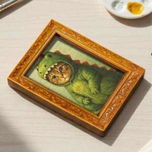 TEMU 1개 공룡 고양이 냉장고 자석, 하킴 우드 미니 장식 그림, 우드 냉장고 자석, 홈 , 주방 장식, 재미있는 선물, (뒷면은 자석으로 가득)