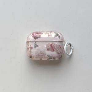 TEMU 에어팟 프로 1, 2, 3, 4용 섬세하고 아름다운 핑크 플로럴 모란 장미 패턴 투명 보호 케이스