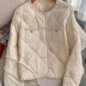 TEMU 화이트 코트 여성용 2025년 신상 인기 폭발적인 스몰 하이엔드 라이트 코트