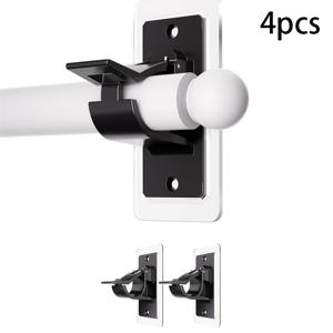 TEMU 클래식 플라스틱 커튼봉 브래킷 4개입, 드릴 불필요, 다기능 자가 접착형 로드 홀더, 못 없이 접착식 커튼봉 후크, 기숙사, 욕실, 침실 및 거실 장식에 적합