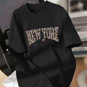 TEMU 여성용 뉴욕 프린트 티셔츠 - NYE 2024 호환, 캐주얼 반팔 라운드넥 블라우스, 봄 여름 캐주얼 복장 및 NYE 파티용 부드러운 폴리에스터 탑 (세탁기 사용 가능)