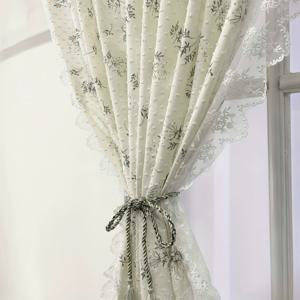 TEMU 시크한 프렌치 컨트리 리프 프린트 발란스 - 로드 포켓, 세탁 가능한 폴리에스테르 하프 커튼, 주방 & 카페 장식용