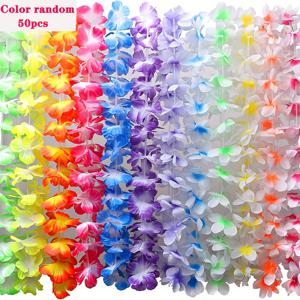 TEMU 10//40/50개, 하와이안 레이 목걸이 트로피컬 루아우 하와이 꽃 레이 테마 파티 선물 화환 헤어밴드 휴일 웨딩 비치 생일 장식, 할로윈 장식, 크리스마스 장식